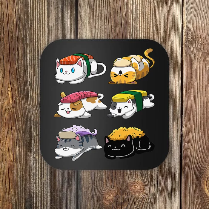 Sushi Cats Sushi Lover Cat Lover Kawaii Anime Neko Coaster