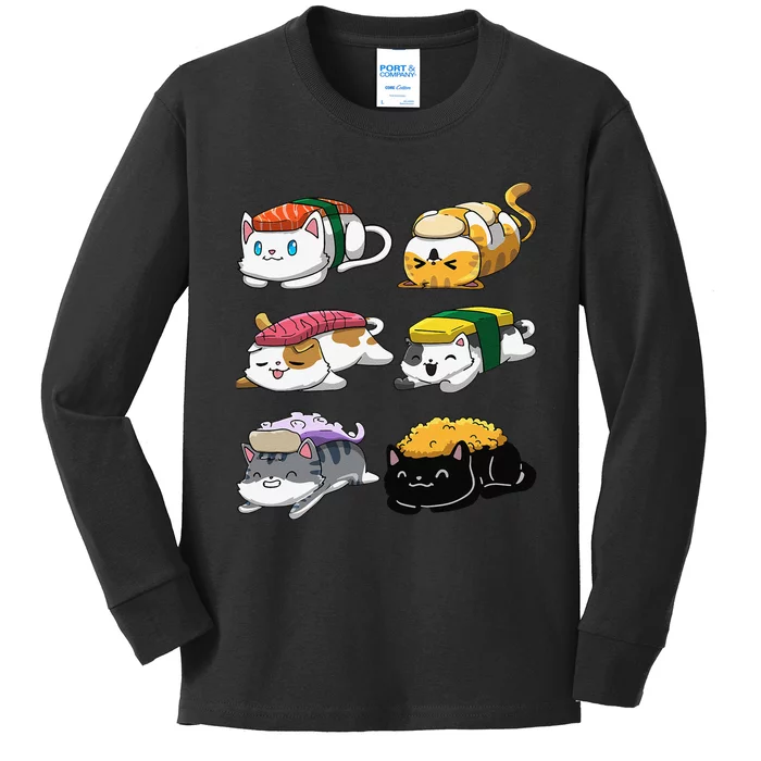 Sushi Cats Sushi Lover Cat Lover Kawaii Anime Neko Kids Long Sleeve Shirt