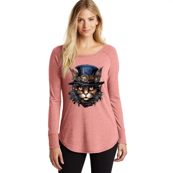 Steampunk Cat Women's Perfect Tri Tunic Long Sleeve Shirt