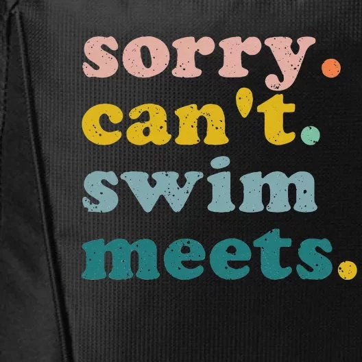 Sorry Cant Swim Meets Funny Retro Swimming Coach Swimmer City Backpack