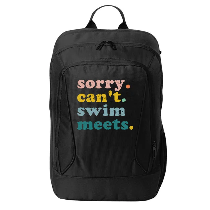 Sorry Cant Swim Meets Funny Retro Swimming Coach Swimmer City Backpack