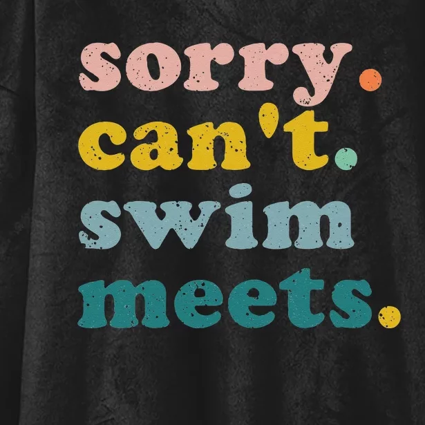 Sorry Cant Swim Meets Funny Retro Swimming Coach Swimmer Hooded Wearable Blanket