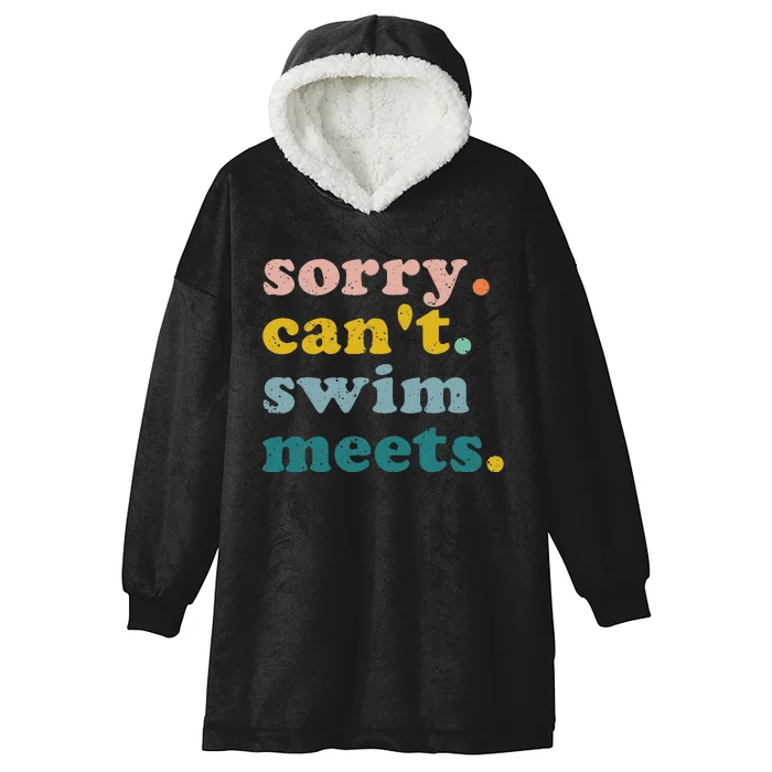 Sorry Cant Swim Meets Funny Retro Swimming Coach Swimmer Hooded Wearable Blanket