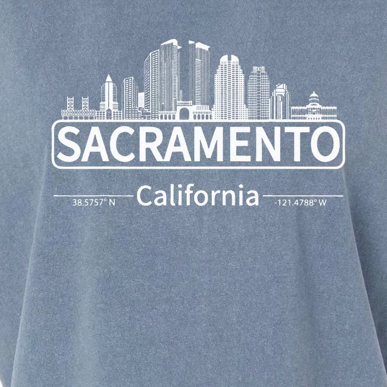 Sacramento California Skyline Travel To Sacramento Garment-Dyed Women's Muscle Tee