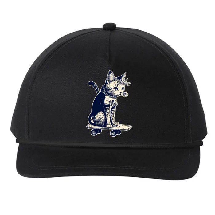 Skate Cat Snapback Five-Panel Rope Hat