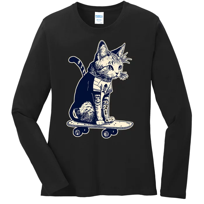 Skate Cat Ladies Long Sleeve Shirt