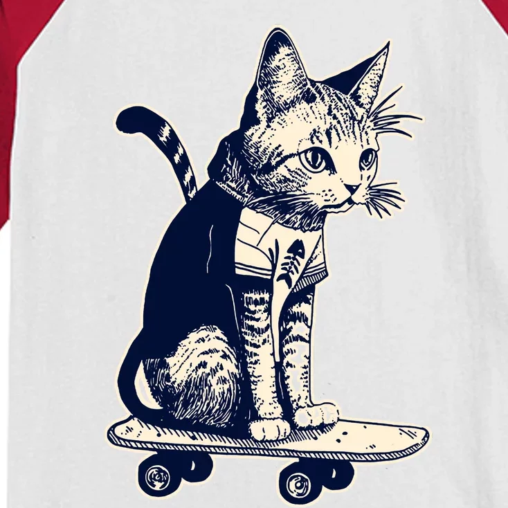 Skate Cat Kids Colorblock Raglan Jersey