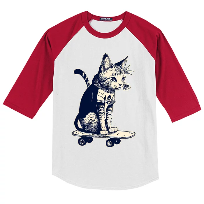 Skate Cat Kids Colorblock Raglan Jersey