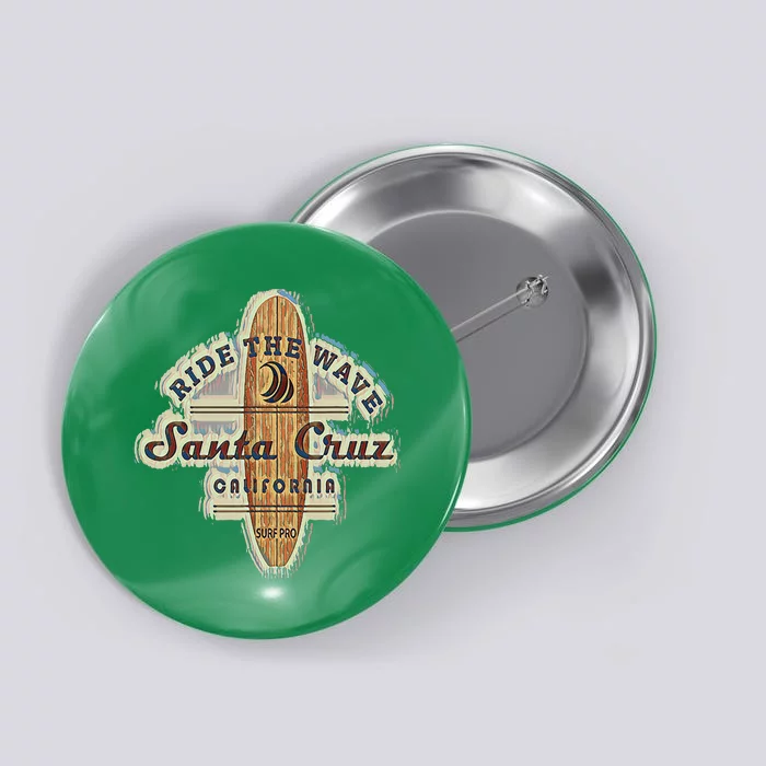 Santa Cruz Surfer Surfboard Vintage Button