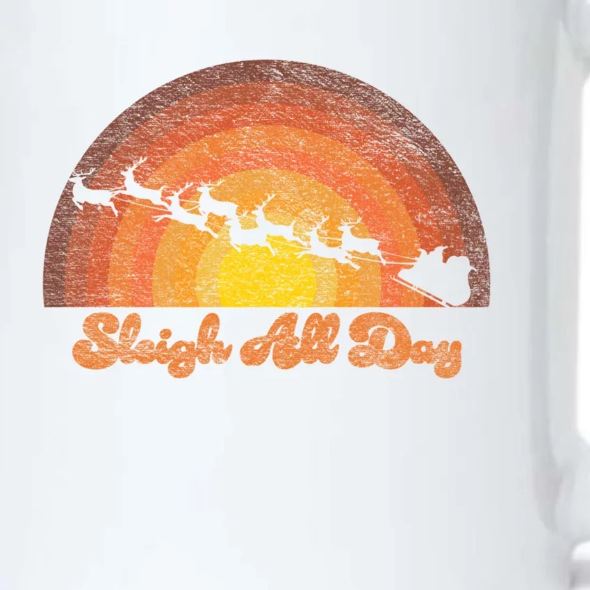 Santa Claus Sleigh All Day Retro Sunset Christmas Design Gift Black Color Changing Mug