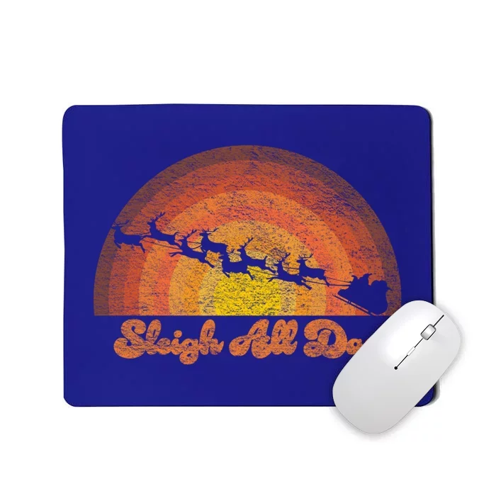 Santa Claus Sleigh All Day Retro Sunset Christmas Design Gift Mousepad