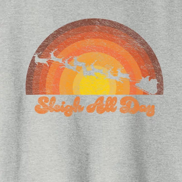 Santa Claus Sleigh All Day Retro Sunset Christmas Design Gift Women's Crop Top Tee