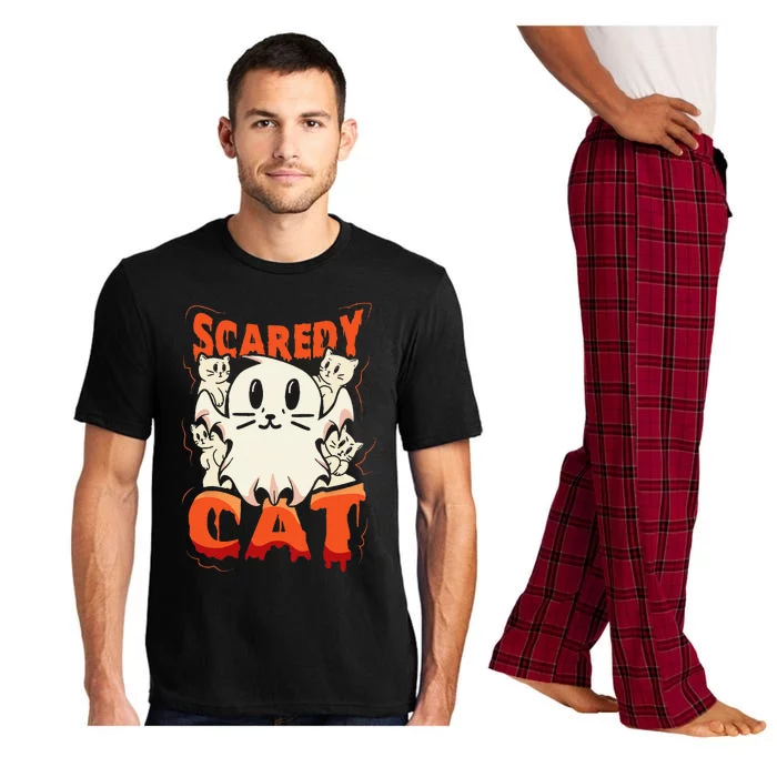 Scaredy Cat Spooky Ghost Halloween Costume Cat Lover Gift Pajama Set