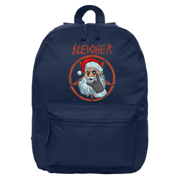 Sleigher Christmas Shirt Heavy Metal Xmas Hail Santa Xmas Hail Santa 16 in Basic Backpack