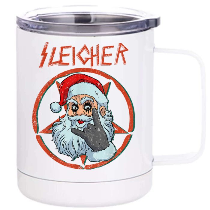 Sleigher Christmas Shirt Heavy Metal Xmas Hail Santa Xmas Hail Santa Front & Back 12oz Stainless Steel Tumbler Cup