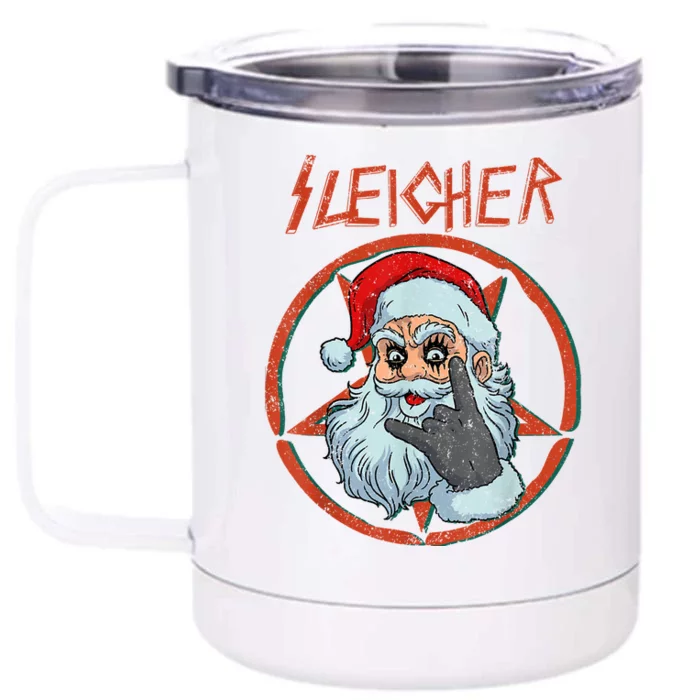 Sleigher Christmas Shirt Heavy Metal Xmas Hail Santa Xmas Hail Santa Front & Back 12oz Stainless Steel Tumbler Cup