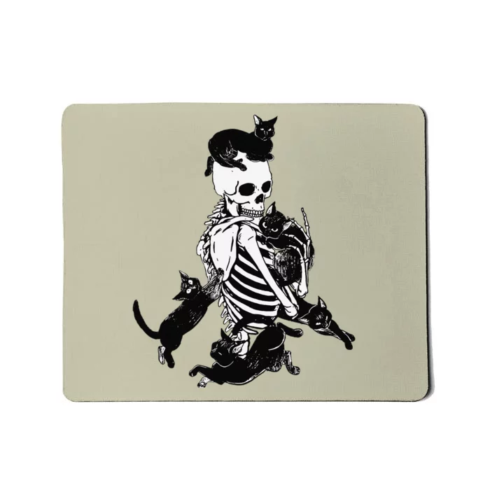 Skeleton Cat Skull Kitty Cute Cat Goth Halloween Mousepad