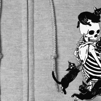 Skeleton Cat Skull Kitty Cute Cat Goth Halloween Full Zip Hoodie