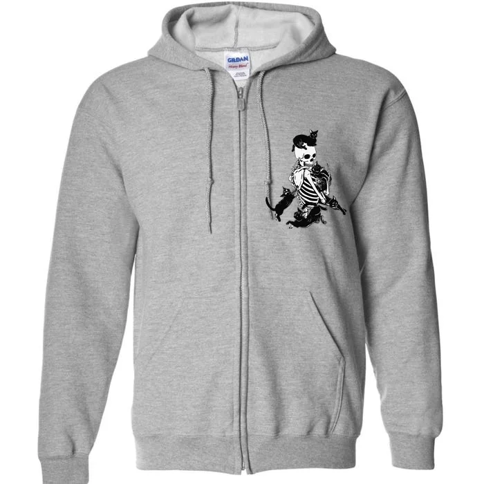 Skeleton Cat Skull Kitty Cute Cat Goth Halloween Full Zip Hoodie