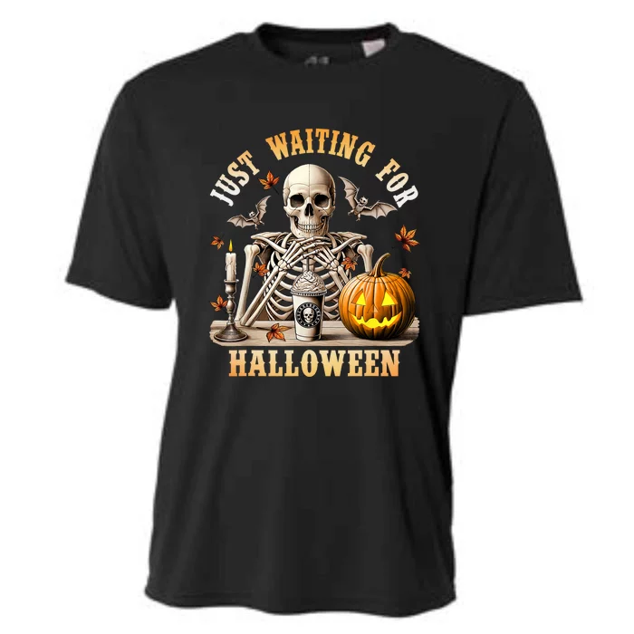 Skeleton Coffee Spooky Season Just Waiting For Halloween Cooling Performance Crew T-Shirt