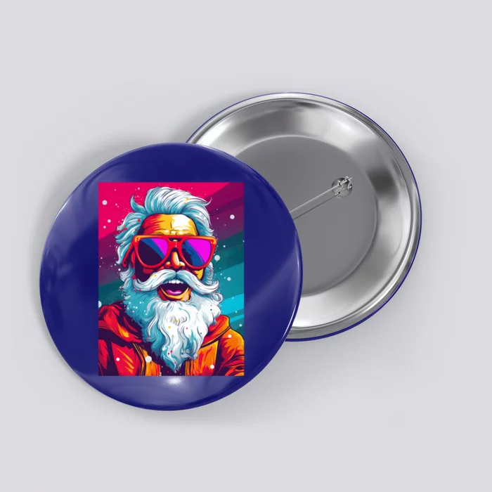 Santa Claus Sunglasses Pop Art Santa Claus Christmas Meaningful Gift Button