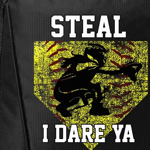 Softball Catcher Steal I Dare Ya Funny Player City Backpack