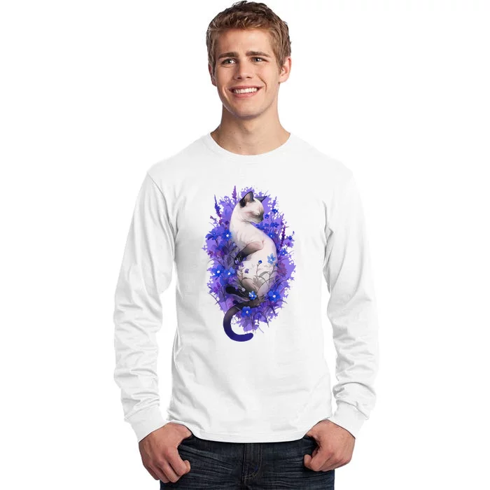 Siamese Cat Sleeping In Lavender Tall Long Sleeve T-Shirt