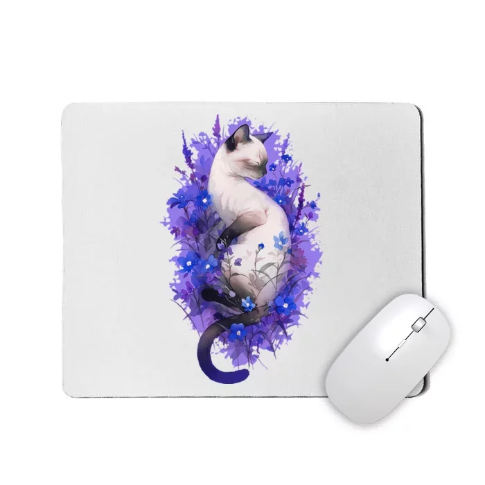 Siamese Cat Sleeping In Lavender Mousepad