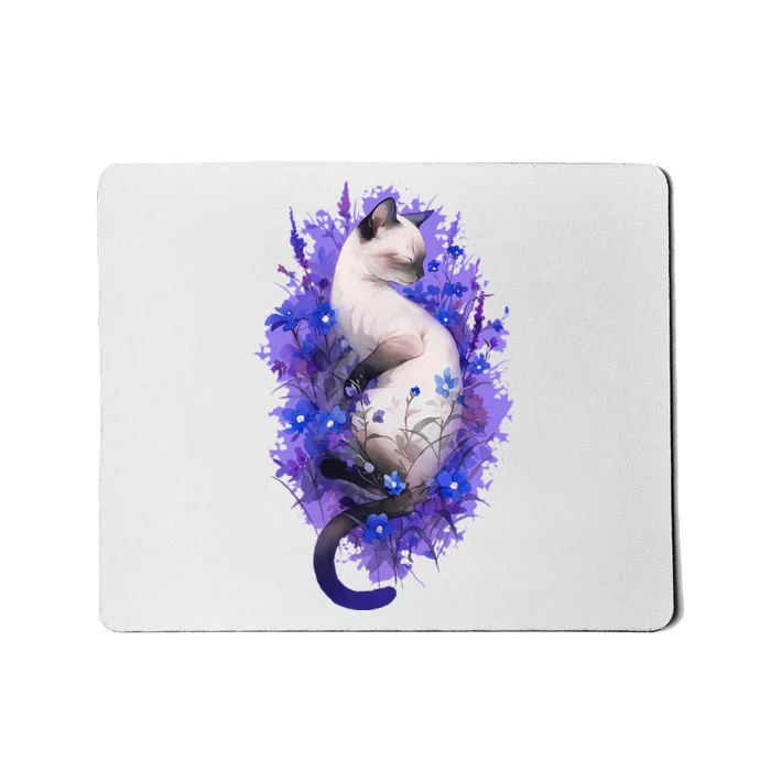 Siamese Cat Sleeping In Lavender Mousepad