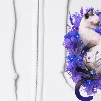 Siamese Cat Sleeping In Lavender Full Zip Hoodie