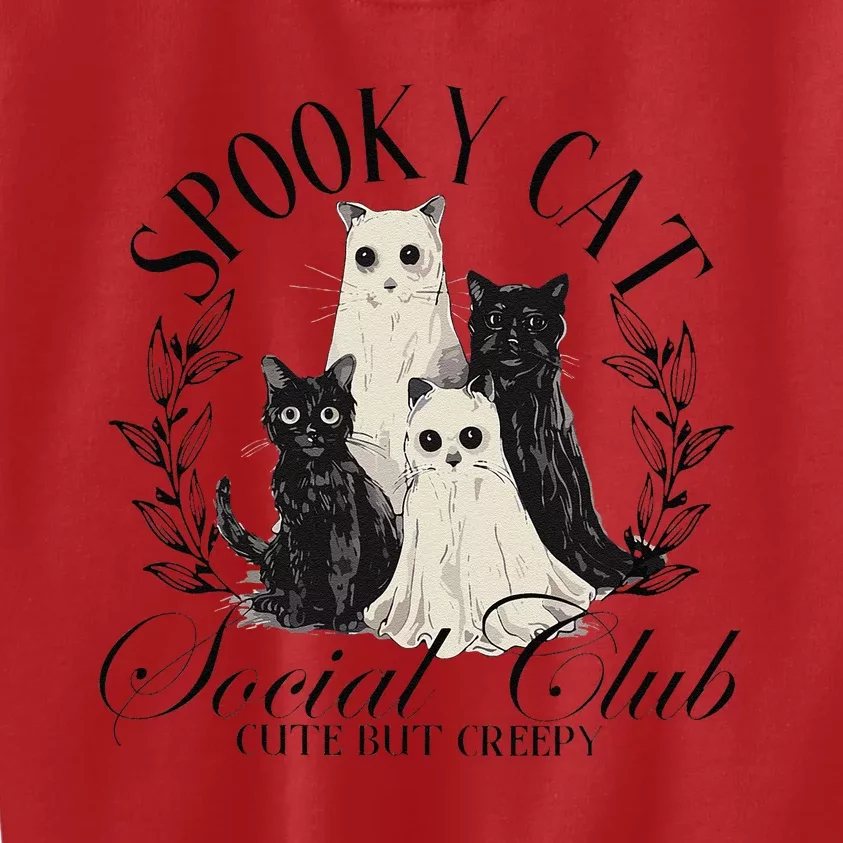 Spooky Cat Social Club Ghost Cat Halloween Gothic Black Cat Kids Sweatshirt