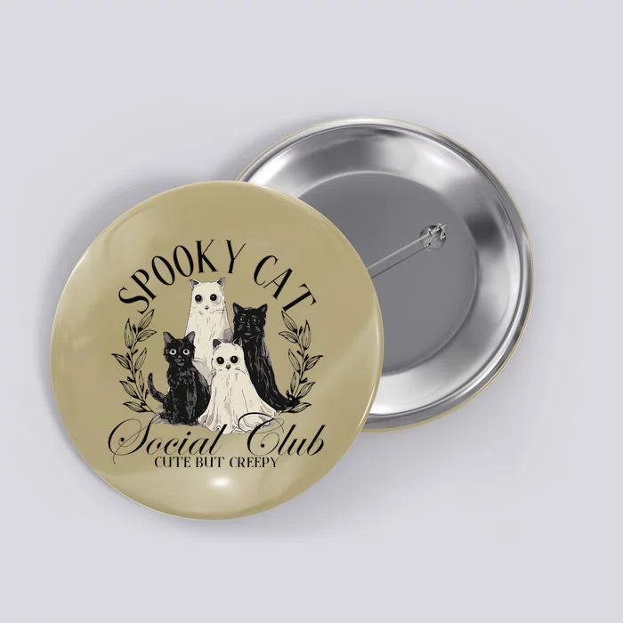 Spooky Cat Social Club Ghost Cat Halloween Gothic Black Cat Button