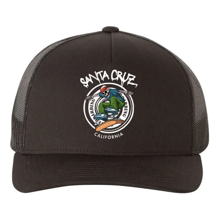 Santa Cruz Skater Laid Back California Skeleton Skateboarder Yupoong Adult 5-Panel Trucker Hat