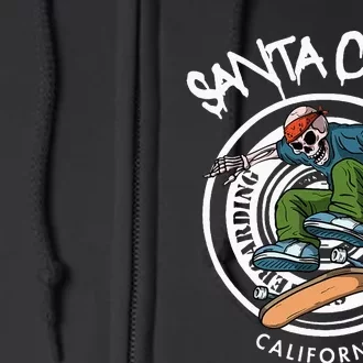 Santa Cruz Skater Laid Back California Skeleton Skateboarder Full Zip Hoodie