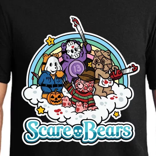 Scary Care Scare Bears Funny Halloween Horror Faces Custom Pajama Set