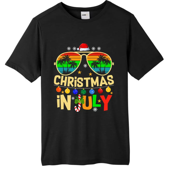 Santa Claus Sunglasses Beach Christmas In July ChromaSoft Performance T-Shirt