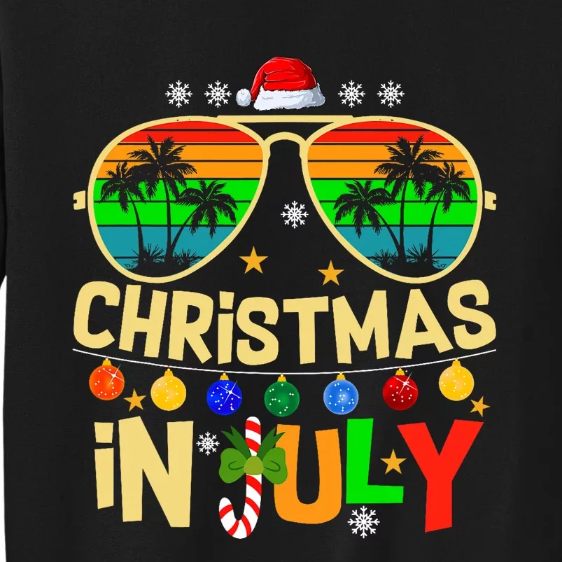 Santa Claus Sunglasses Beach Christmas In July Tall Sweatshirt