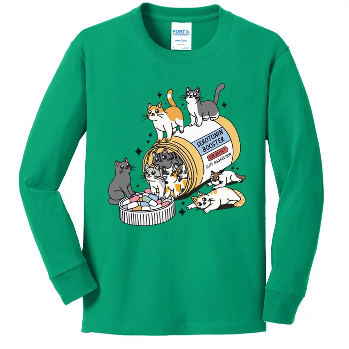 Serotonin Cats Kids Long Sleeve Shirt