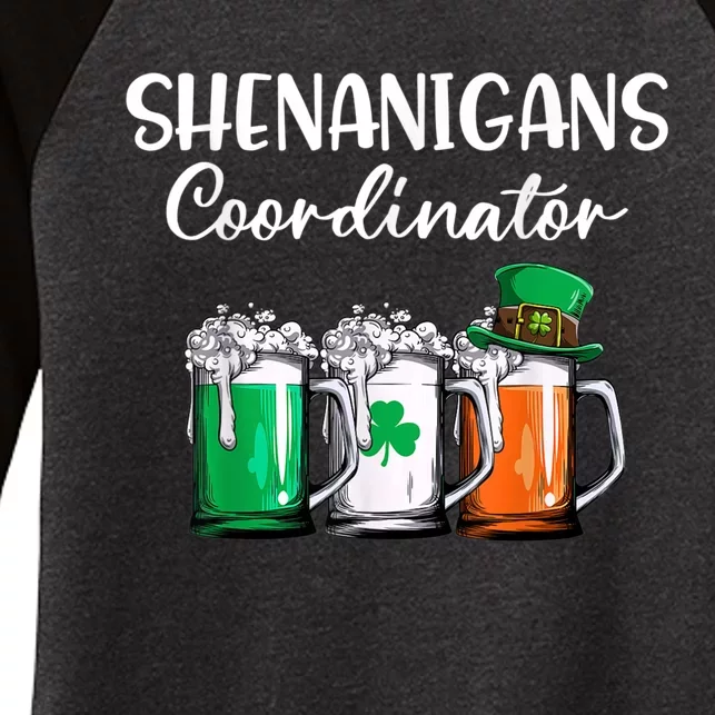 Shenanigans Coordinator St Patricks Day Green Gnomes Lovers Women's Tri-Blend 3/4-Sleeve Raglan Shirt