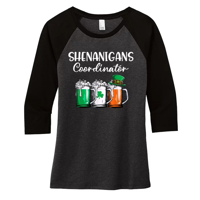 Shenanigans Coordinator St Patricks Day Green Gnomes Lovers Women's Tri-Blend 3/4-Sleeve Raglan Shirt