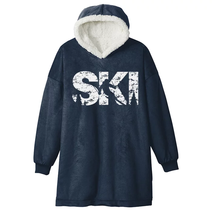 Ski Cool Skiing Style Alpine Skier Gift Women Men Boy Girl Hooded Wearable Blanket