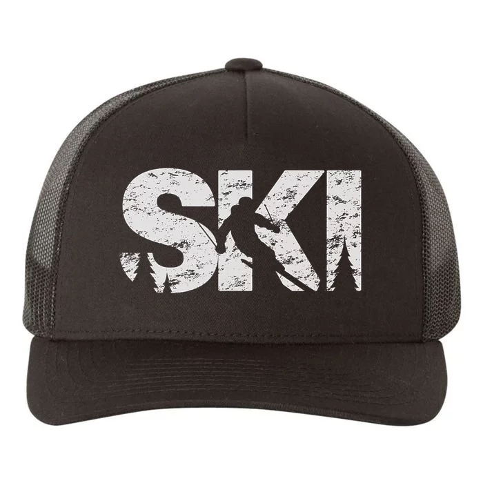 Ski Cool Skiing Freeski Style Alpine Skier Gift Yupoong Adult 5-Panel Trucker Hat