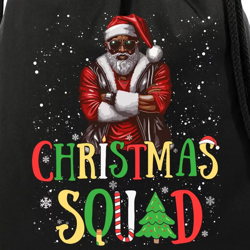 Santa Christmas Squad Black African American Pajamas Drawstring Bag