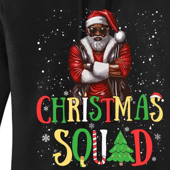 Santa Christmas Squad Black African American Pajamas Women's Pullover Hoodie