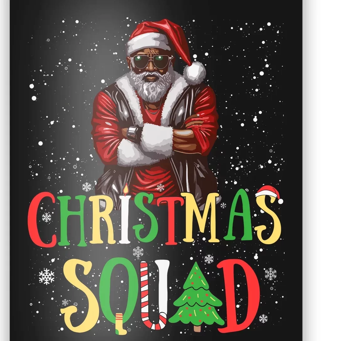 Santa Christmas Squad Black African American Pajamas Poster