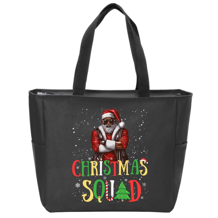 Santa Christmas Squad Black African American Pajamas Zip Tote Bag