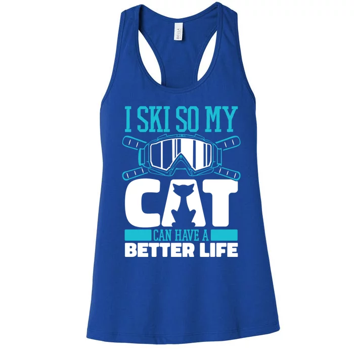 Skiing Cat Ski Gift Winter Sports Skier Gift Women's Racerback Tank