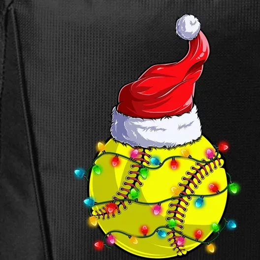 Softball Christmas Santa Hat Funny Softball Xmas Holiday Gift City Backpack