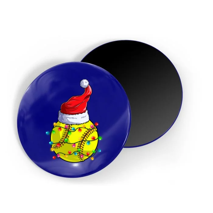 Softball Christmas Santa Hat Funny Softball Xmas Holiday Gift Magnet