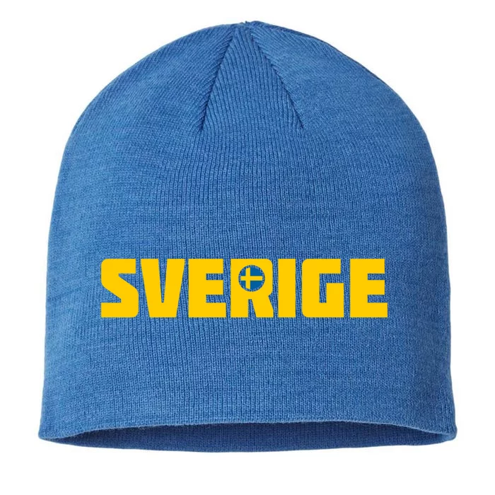 Sverige Cool Swedish Flag Sweden Gift 8 1/2in Sustainable Knit Beanie